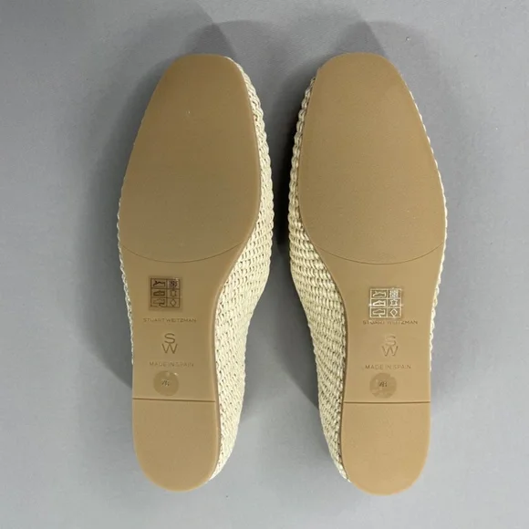 NEW Stewart Weitzman Shoes Womens 7 cream woven Thea loafer slip on designer - Picture 12 of 14